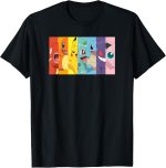 Pokémon Group Shot Poke Portrait Rainbow T-Shirt - Image 2